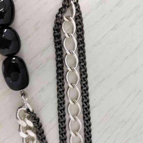 サイトバイヨウジヤマモト syte by Yohji Yamamoto ブラックオニキス 真鍮 2連チョーカー ネックレス メンズ