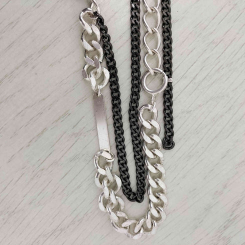 サイトバイヨウジヤマモト syte by Yohji Yamamoto ブラックオニキス 真鍮 2連チョーカー ネックレス メンズ