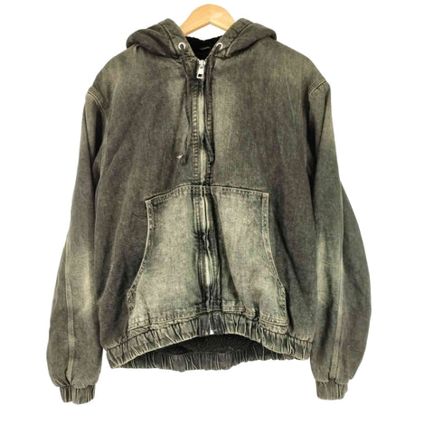 ザラ ZARA 裏地ボア デニムフーデット ブルゾン メンズ import:L