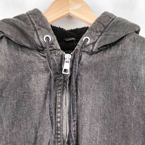 ザラ ZARA 裏地ボア デニムフーデット ブルゾン メンズ import:L