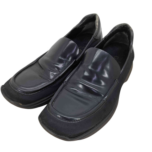 グッチ GUCCI ナイロン切替 レザー ローファー メンズ 8 1/2B