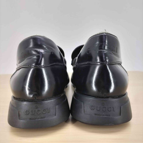 グッチ GUCCI ナイロン切替 レザー ローファー メンズ 8 1/2B