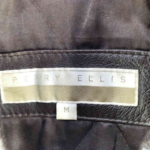 ペリーエリス PERRY ELLIS 90s Genuine leather レザー ジップアップ ブルゾン メンズ M