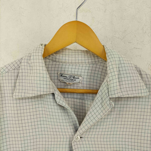 Roos Bros 50s チェック フラップポケット シェルボタン 長袖 オープンカラーシャツ メンズ L