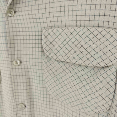 Roos Bros 50s チェック フラップポケット シェルボタン 長袖 オープンカラーシャツ メンズ L