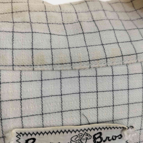Roos Bros 50s チェック フラップポケット シェルボタン 長袖 オープンカラーシャツ メンズ L