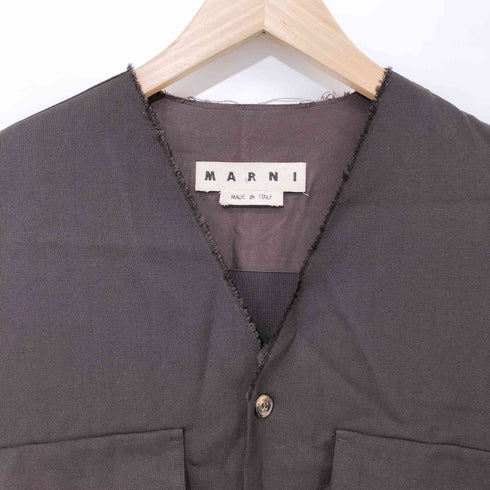 マルニ MARNI ウール トロピカル ノーカラーシャツ メンズ 44