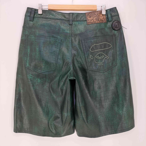 アベイシングエイプ A BATHING APE 26aw CROC PATTERN LEATHER KNEE LENGTH PANTS メンズ JPN:XL