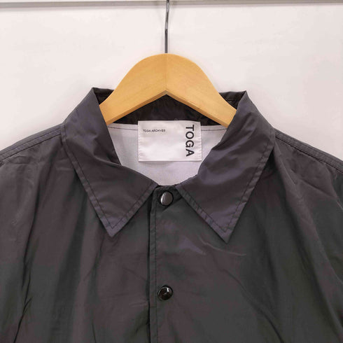 トーガアーカイブス TOGA ARCHIVES BLACK NYLON COACH JACKET ブラック ナイロン コーチ ジャケット 裾ドローコード メンズ JPN:L