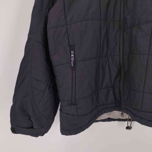 モンベル mont bell 90-00S OLD Flat Iron Parka 初期 旧ロゴ フラット アイアン パーカー 中綿 パデット ジャケット オール ブラック ダブルジップ 裾ドローコード メンズ JPN:L