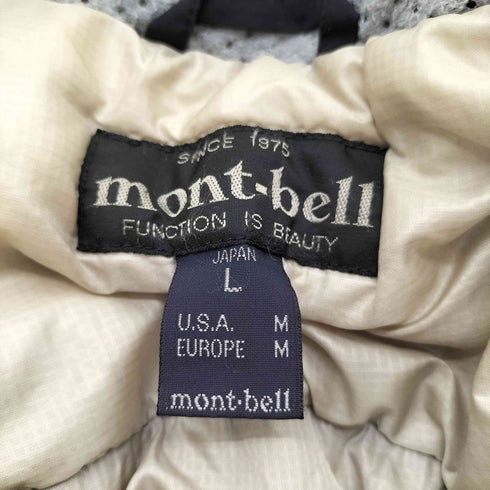 モンベル mont bell 90-00S OLD Flat Iron Parka 初期 旧ロゴ フラット アイアン パーカー 中綿 パデット ジャケット オール ブラック ダブルジップ 裾ドローコード メンズ JPN:L
