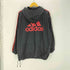 アディダス adidas 90S OLD DESCENTE デサント製 バック プリント 3ストライプ ナイロン プルオーバー フーディー パーカー 裾ドローコード メンズ import:M