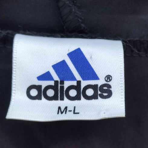 アディダス adidas 90S OLD DESCENTE デサント製 バック プリント 3ストライプ ナイロン プルオーバー フーディー パーカー 裾ドローコード メンズ import:M