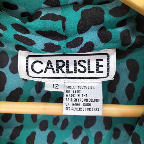 CARLISLE シルク100 レオパード フリル シースルー シャツ レディース UK:12