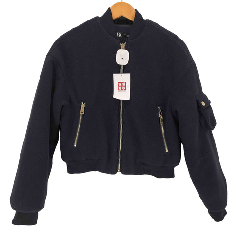 ザラ ZARA ウールライク クロップド ボンバージャケット レディース import:XS