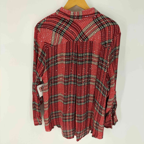 style & co スパンコール レーヨン チェック シャツ レディース import:XL