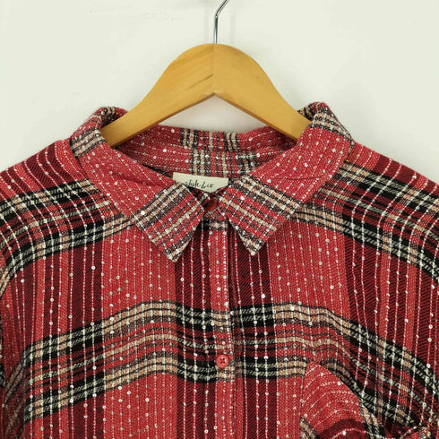style & co スパンコール レーヨン チェック シャツ レディース import:XL