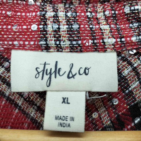 style & co スパンコール レーヨン チェック シャツ レディース import:XL