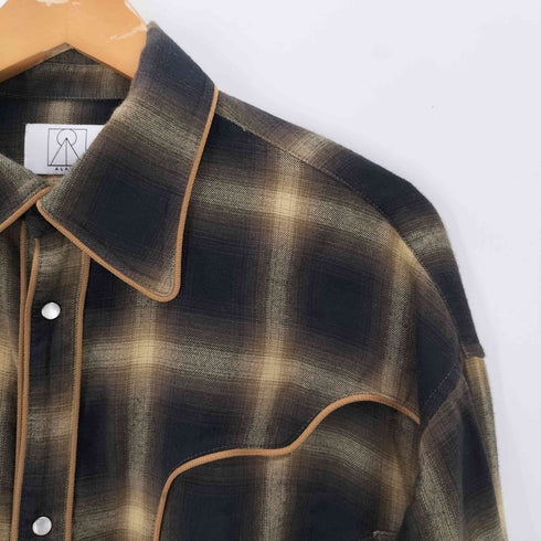ALAYA アラヤ Ombre Check Oversized Western Shirt オンブレ ウエスタン シャツ メンズ