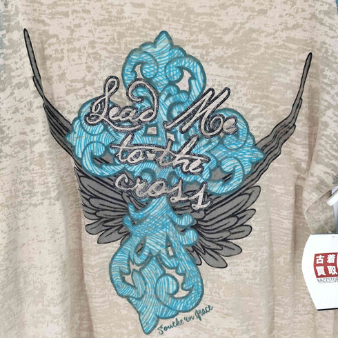 Southern Grace 袖レース ラメ グラフィックプリント ラグラン Y2K メンズ import:XL
