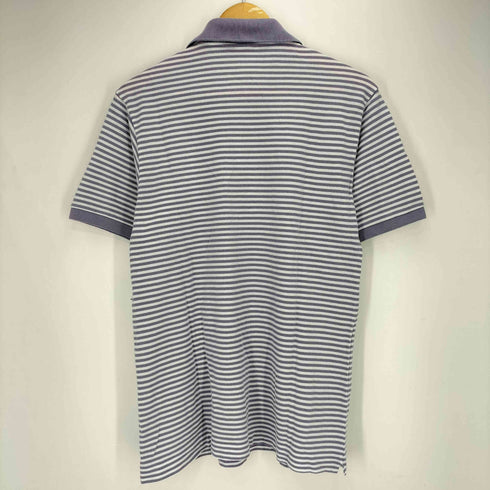 ラコステ LACOSTE フランス製 ロゴ刺繍 鹿の子 ボーダー 半袖 ポロシャツ メンズ JPN:4