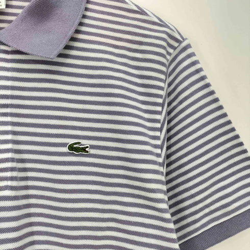 ラコステ LACOSTE フランス製 ロゴ刺繍 鹿の子 ボーダー 半袖 ポロシャツ メンズ JPN:4