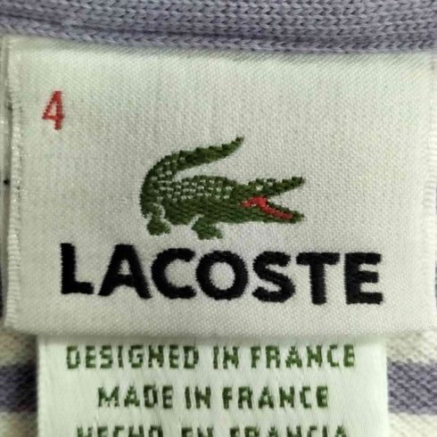 ラコステ LACOSTE フランス製 ロゴ刺繍 鹿の子 ボーダー 半袖 ポロシャツ メンズ JPN:4