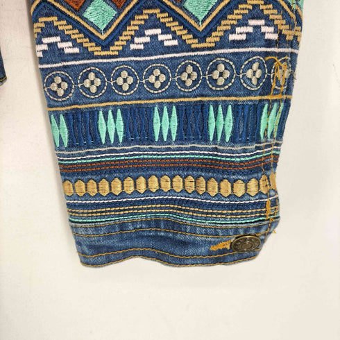 XACT WOMEN エスニック刺繍 デニムジャケット レディース import:L