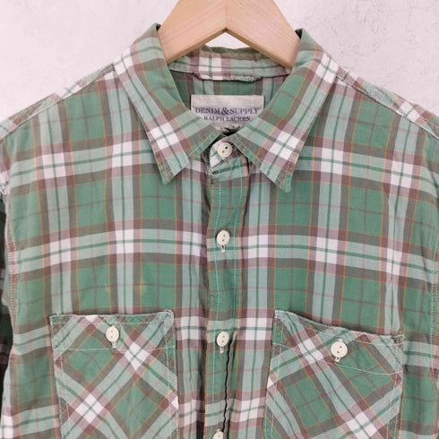 デニムアンドサプライラルフローレン DENIM&SUPPLY RALPH LAUREN インド製 ネコ目ボタン コットン チェック 長袖 レギュラーカラー シャツ メンズ M/M