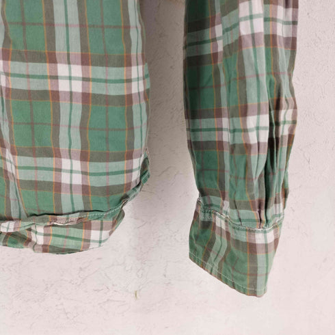 デニムアンドサプライラルフローレン DENIM&SUPPLY RALPH LAUREN インド製 ネコ目ボタン コットン チェック 長袖 レギュラーカラー シャツ メンズ M/M
