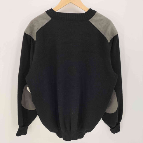 バーバリーズ BURBERRYS 90S イングランド製 騎士ロゴ スエード切替 ピュアニューウール コマンド セーター メンズ import:XL