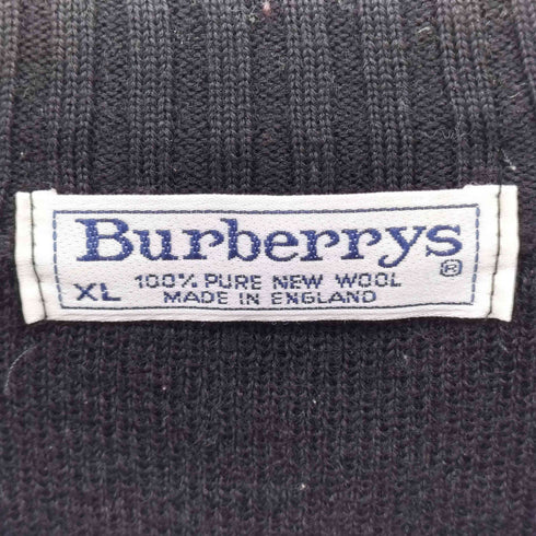 バーバリーズ BURBERRYS 90S イングランド製 騎士ロゴ スエード切替 ピュアニューウール コマンド セーター メンズ import:XL