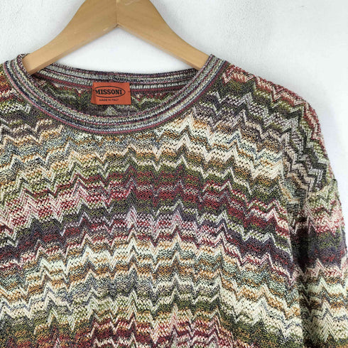 ミッソーニ MISSONI イタリア製 総柄 マルチカラー クルーネックスセーター メンズ JPN:1
