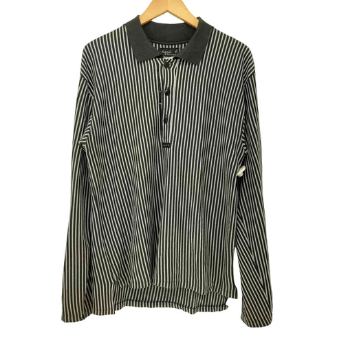 アニエスベーオム Agnes b.homme 90s フランス製 ストライプ L/S ポロシャツ 長袖 メンズ