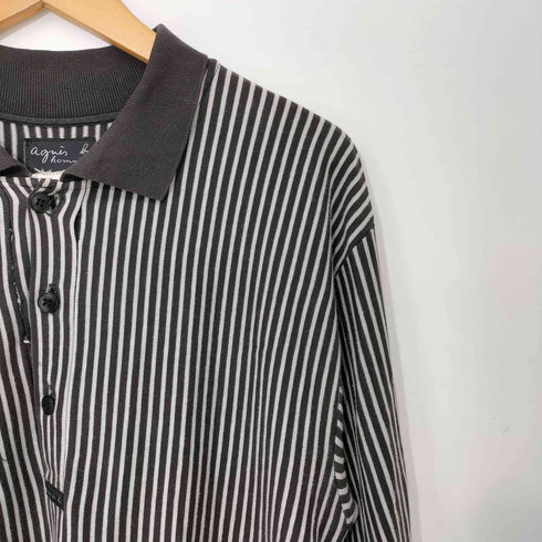 アニエスベーオム Agnes b.homme 90s フランス製 ストライプ L/S ポロシャツ 長袖 メンズ