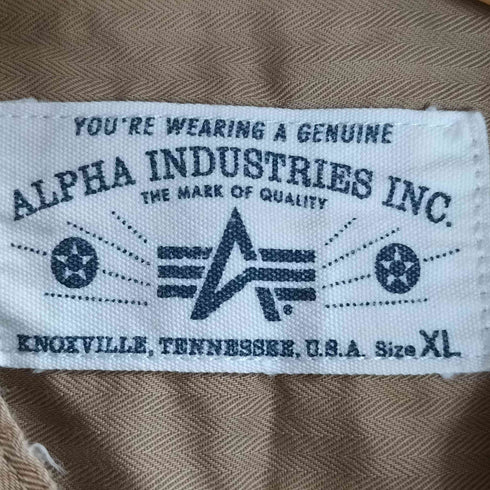 アルファインダストリーズ ALPHA INDUSTRIES 猫目ボタン ダブルフラップポケット バンドカラー S/S ミリタリーシャツ メンズ import:XL