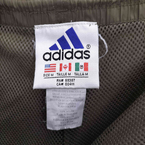 アディダス adidas 90S 万国旗タグ トレフォイルロゴ刺繍 裏地メッシュ サイドライン ナイロン イージーパンツ メンズ JPN:M