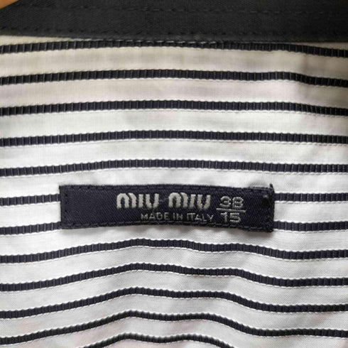 ミュウミュウ miu miu 00s 切替 長袖 ストライプ シャツ メンズ 38/15