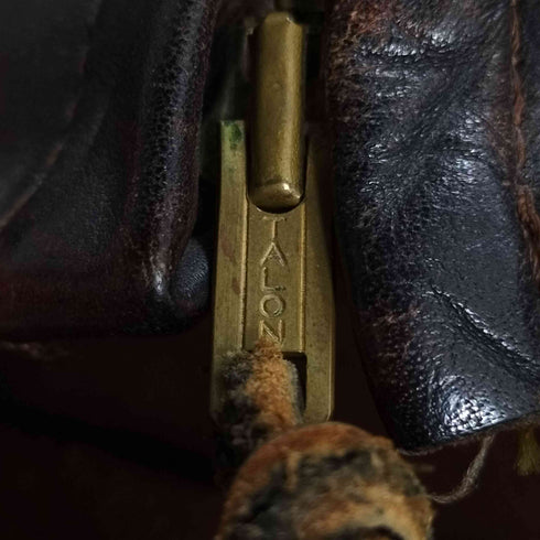 60S~70S 棒TALON サイドジップ 茶芯 レザー レースアップ プルオーバー メンズ