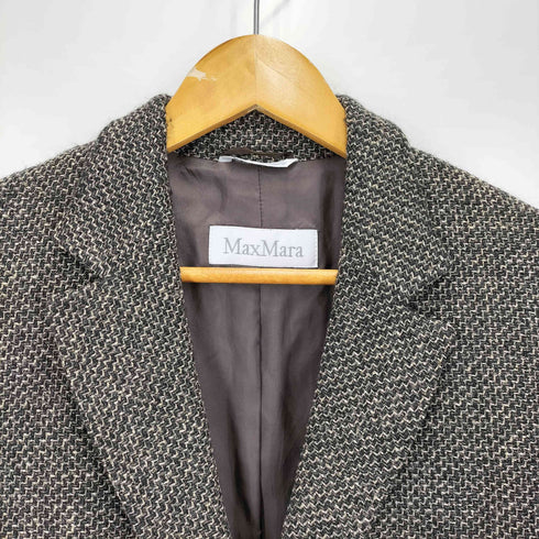 マックスマーラ MAX MARA イタリア製 ウール ツイード テーラード ジャケット レディース 40