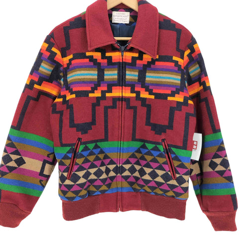 ペンドルトン PENDLETON 70-80S COUNTRY SOPHISTICATES ネイティブ柄 ウール コットン ブルゾンジャケット レディース import:M