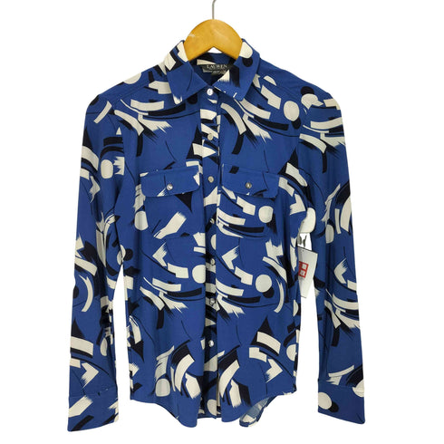 ローレンラルフローレン LAUREN RALPH LAUREN ジオメトリック 総柄 シャツ レディース import:XS