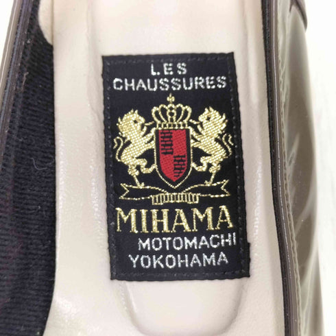 ミハマ MIHAMA コンビレザー クロコ 型押し ビット パンプス レディース JPN:23.5