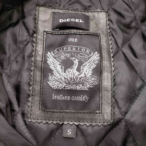 ディーゼル DIESEL 00S OLD ARCHIVE BLACK SEEP SKIN FIELD JACKET 羊革 裏地キルティング シープ レザー 切替え エルボーパッチ フィールド ジャケット アーカイブ ブラック メンズ import:S