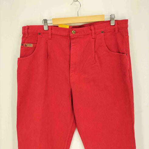 LA GATE CLASSIC JEANS 製品染め レザー パッチ ジップフライ デニムパンツ メンズ 42