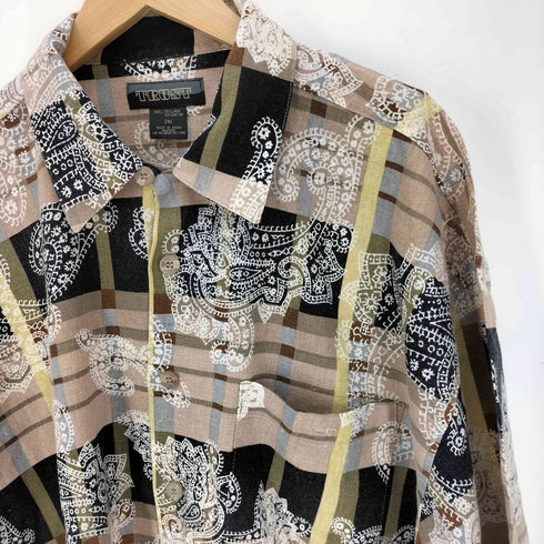 TRUST 00S 総柄 リネン レーヨン S/S シャツ メンズ 2Xl