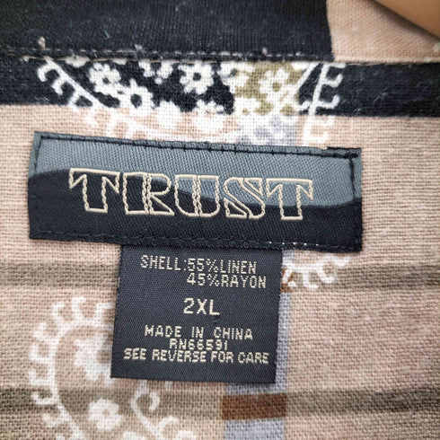 TRUST 00S 総柄 リネン レーヨン S/S シャツ メンズ 2Xl