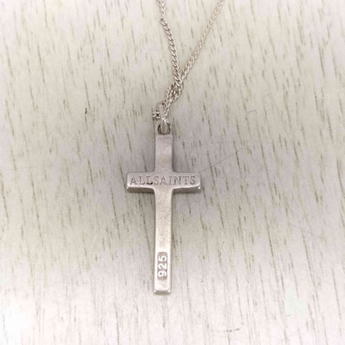 オールセインツ ALLSAINTS GABE LARGE CHAIN CROSS NECKLACE 925刻印 十字架 クロス モチーフ シルバーネックレス メンズ