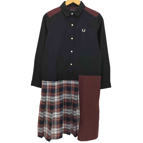 フレッドペリー FRED PERRY Mix Panelled Shirt Dress ミックスパネル シャツドレス レディース UK:8