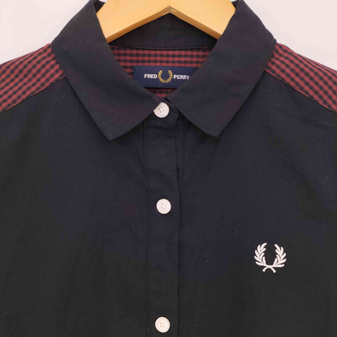 フレッドペリー FRED PERRY Mix Panelled Shirt Dress ミックスパネル シャツドレス レディース UK:8
